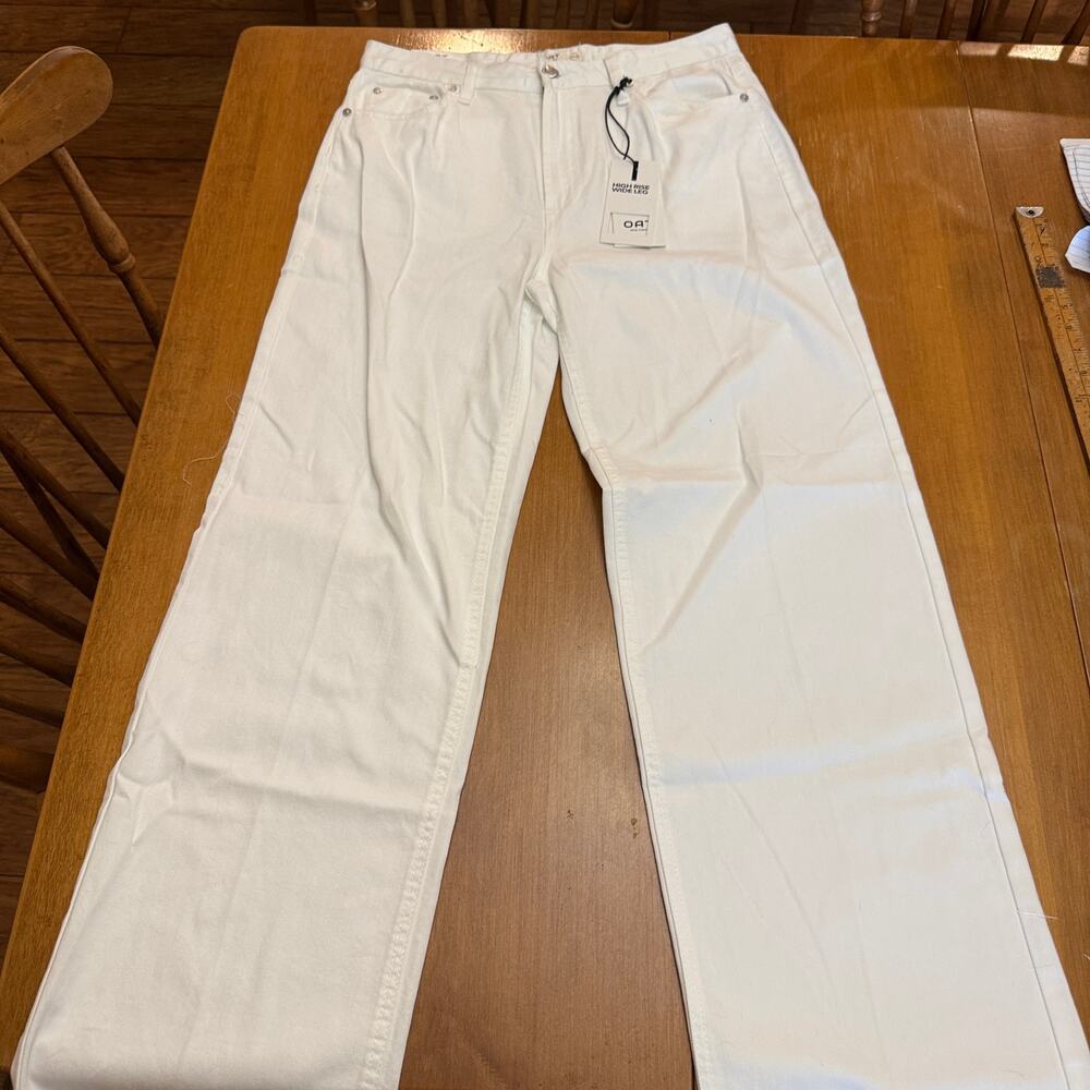 NWT OAT New York "Cloud Luxe Denim" High Rise Wide Leg jeans 10/30 coastal chic